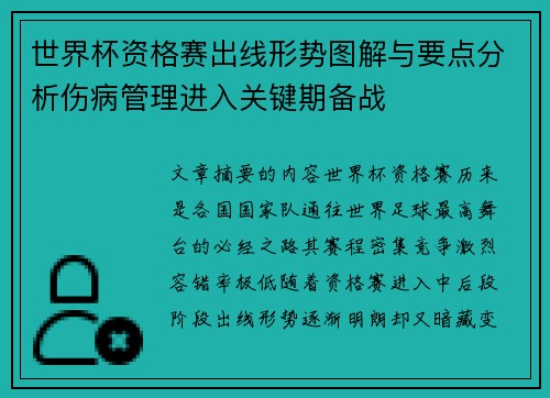 世界杯资格赛出线形势图解与要点分析伤病管理进入关键期备战